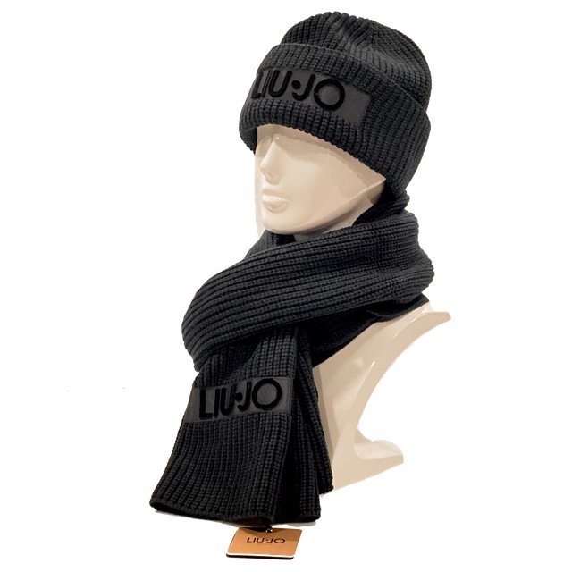 Liu Jo Set Guanti e Sciarpa Donna Logo Nero