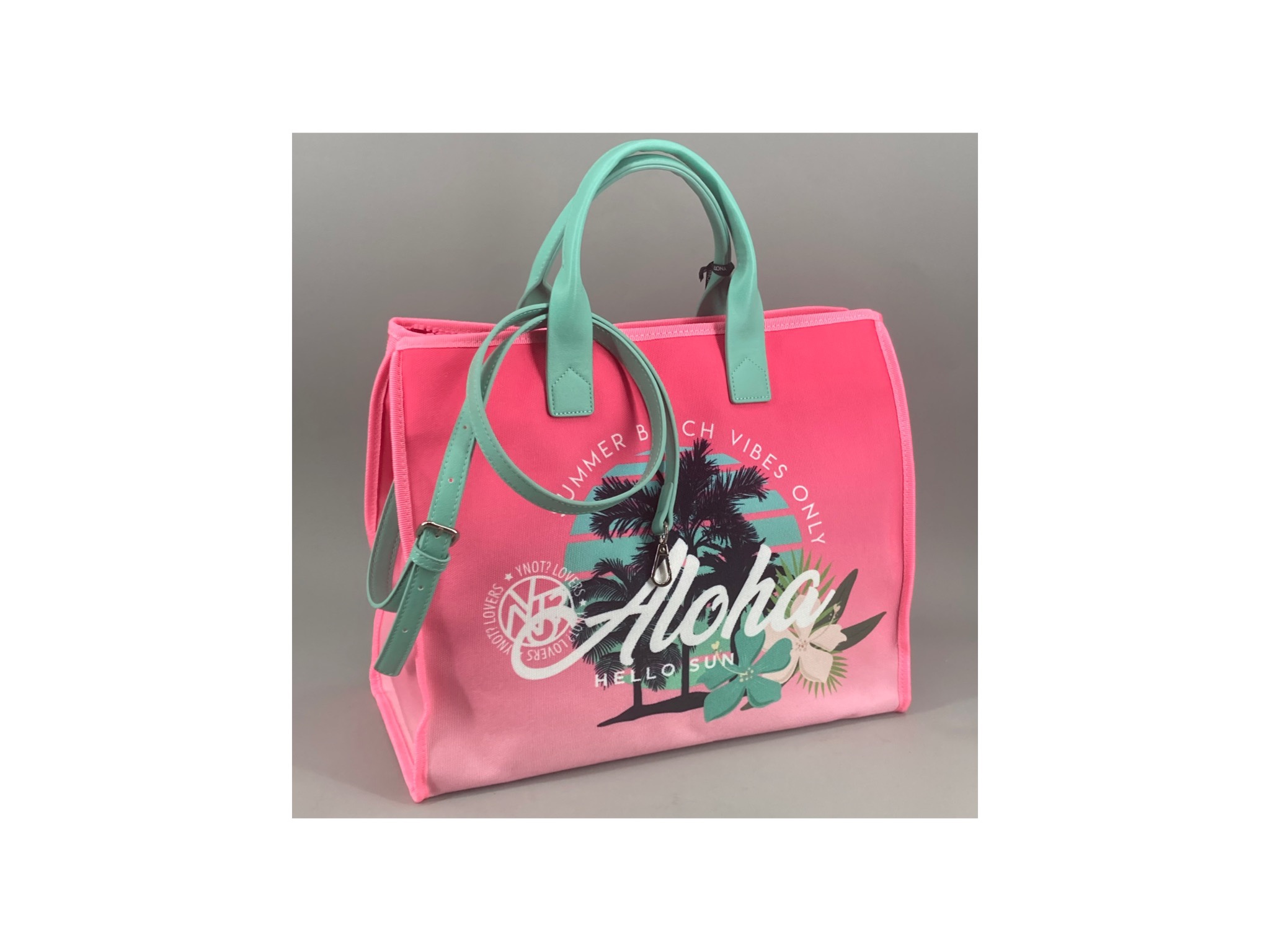 Ynot? Borsa Shopping Large Samoa Linea Mare – Borsa Da Spiaggia Con Zip, Manico Canvas E Tracolla, Blu